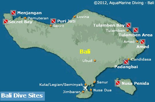 Bali Dive Sites Map Bali Dive Sites Map