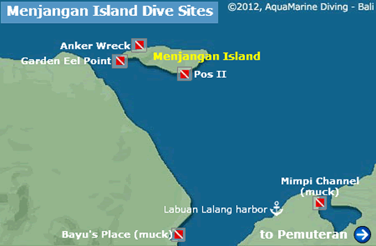 Menjangan Dive Sites Map, Bali