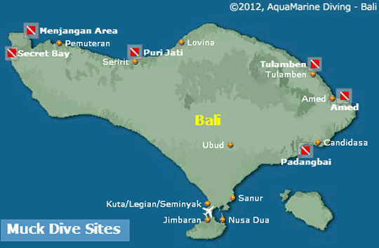 Bali Dive Sites Map - Amed Area