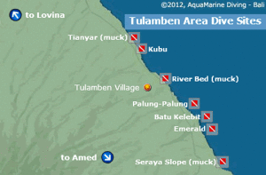 Tulamben Area Bali Dive Sites Map