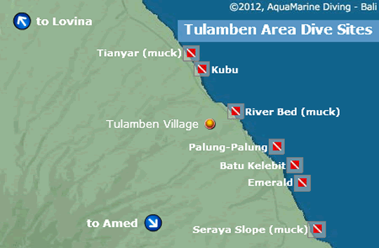 Tulamben Area Bali Dive Sites Map Tulamben Area Bali Dive Sites Map