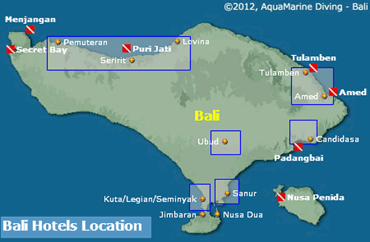 Bali Map of Hotels & Resorts Areas